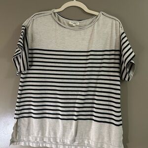 Madewell Gray and Black Striped Tee